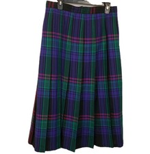 VTG Pendleton 100 Virgin Wool Tartan Plaid Midi Skirt Sz 16 Pleated Preppy