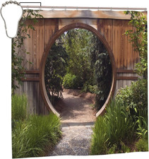 Japanese Decor Garden Shower Curtain Outdoor 3D Picture Shower Curtain for Garde