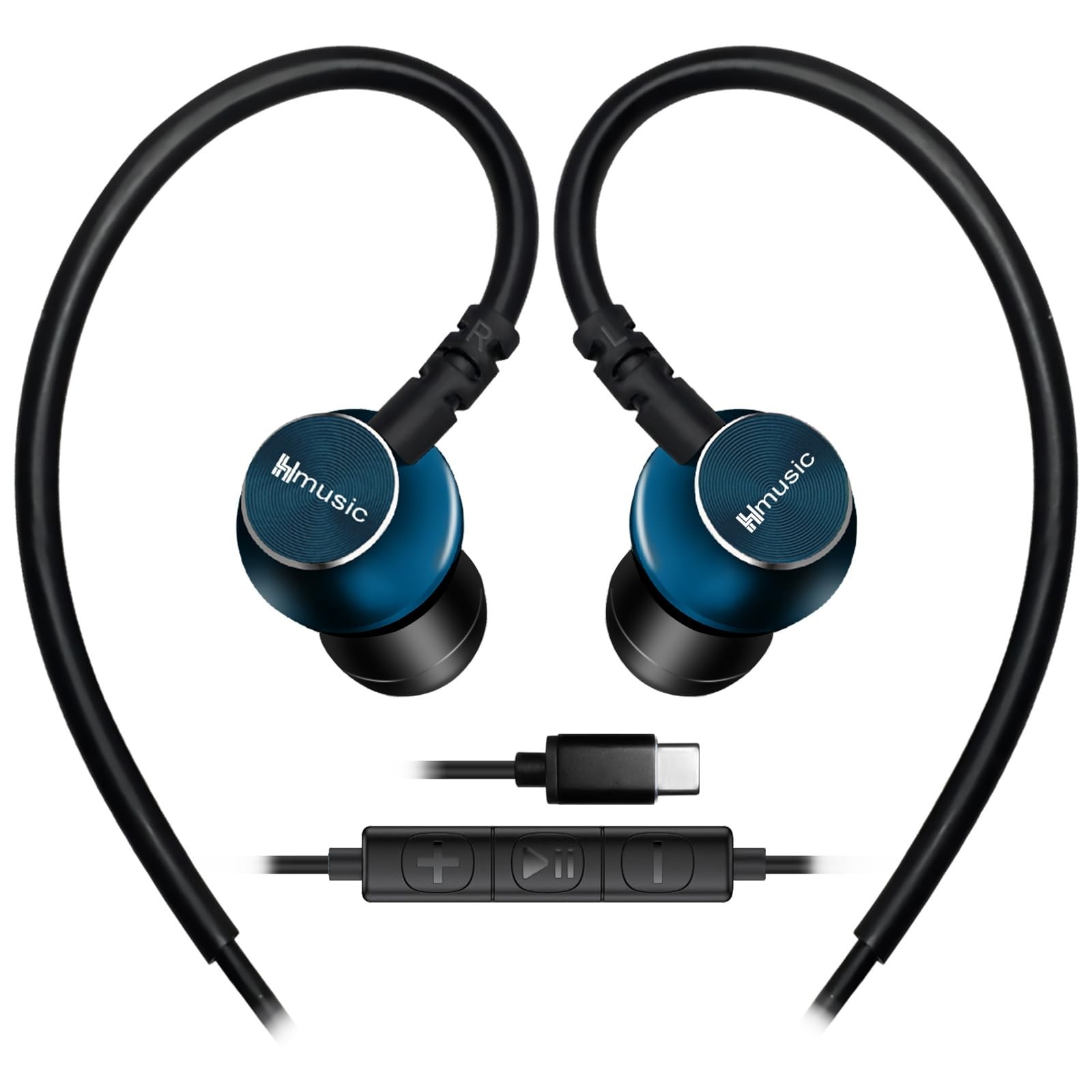 Sports Earbuds Wired with Microphone, USB Type C in-Ear Headphones with Over ...