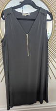 Michael Kors Sleeveless V-Zip Stretch Shift Dress Olive Green Size XL 