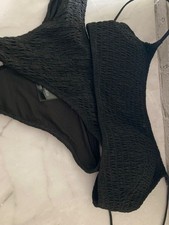 Small top  bottom swim set black h m ribbed cinched size 2/4 thin strap