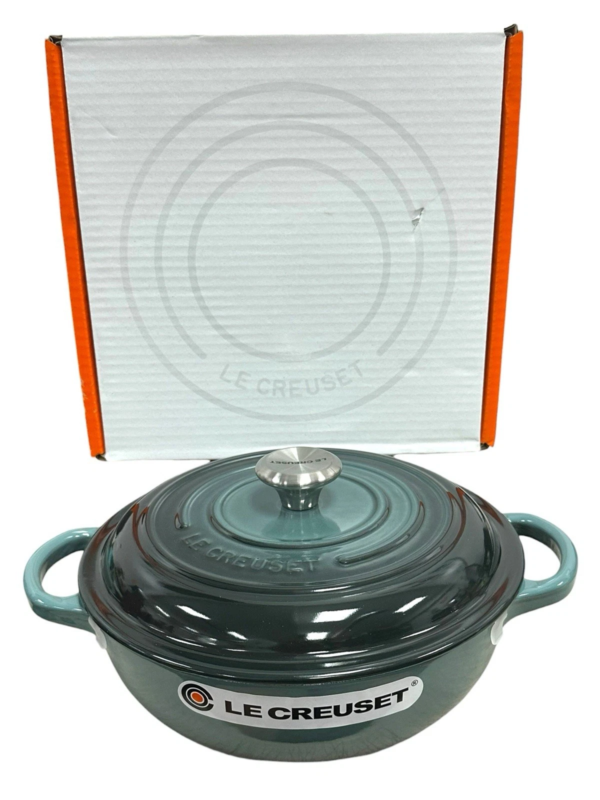 LE CREUSET Signature Ocean Soup Pot W/Lid 22 2.5QT Cast Iron New