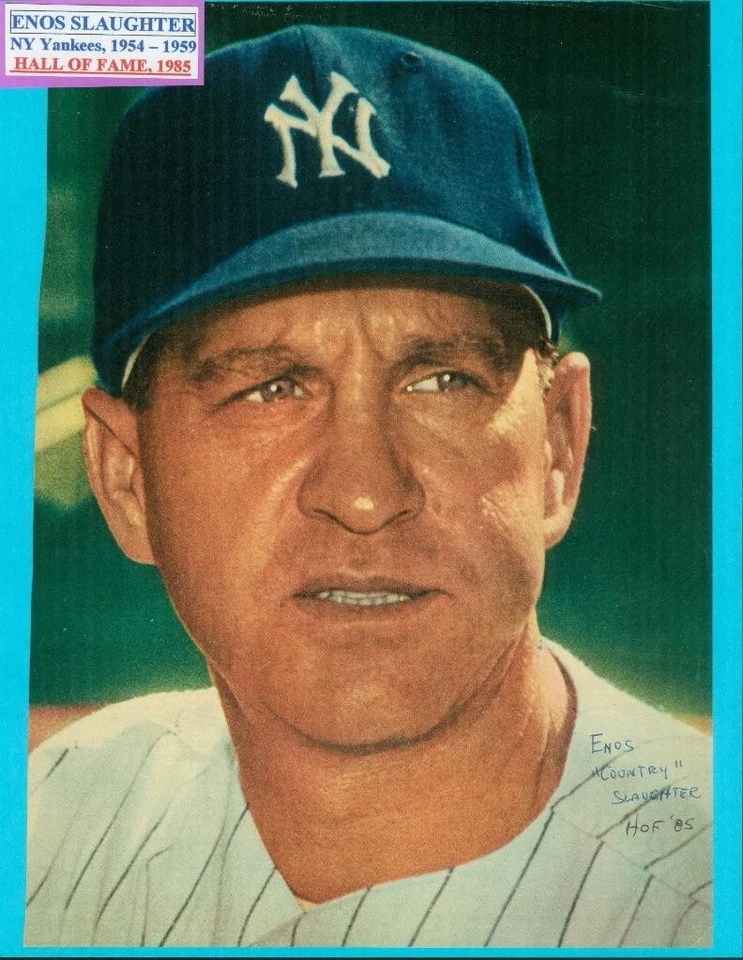 312, Enos Slaughter HOF, Original Signed/Autograph, Index Card, Yankees, 1954-59 - Image 2 of 4