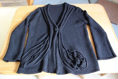 Strickjacke Damen mit Taschen, schwarz, Gr L, Baumwolle / Polyacryl
