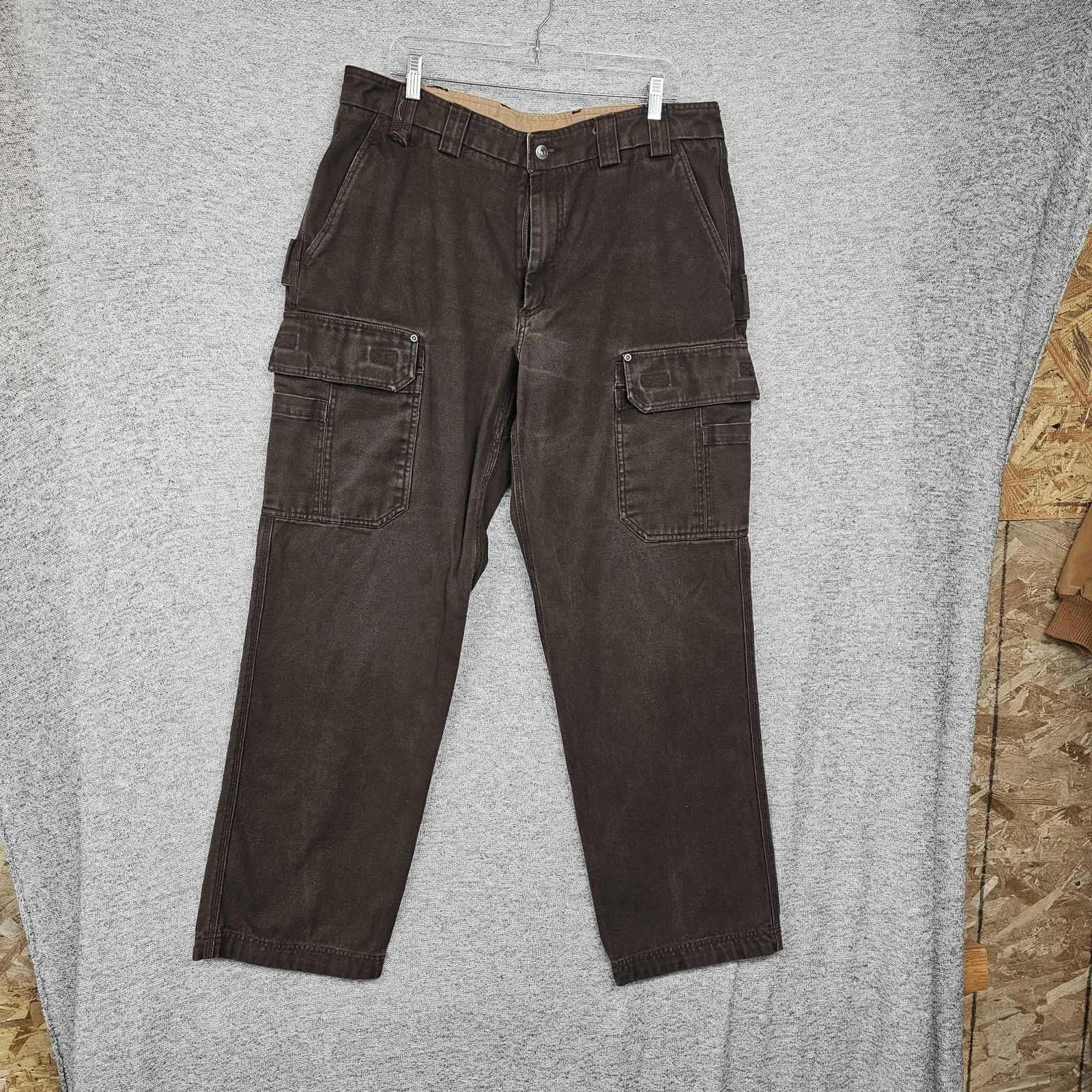Duluth Trading Co Pants Mens 40x34 Dark Brown Cargo Workwear Relaxed Fit Cotton