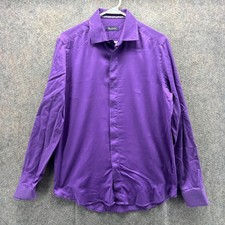 Robert Graham Dress Shirt Mens 15 38 Purple Button Up Paisley Accent Oxford