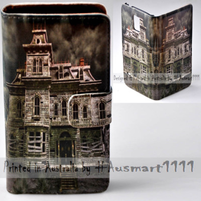 For Samsung Galaxy Note Series Haunted House Theme Print Wallet Phone Case Cover
