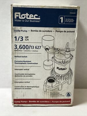Pentair FPZS33V Flotec Submersible Thermoplastic Sump Pump 1/3 Hp, Vertical