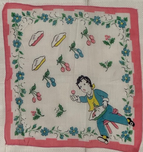 VINTAGE NURSERY RHYME "LITTLE JACK HORNER" CHILD'S HANDKERCHIEF HANKY