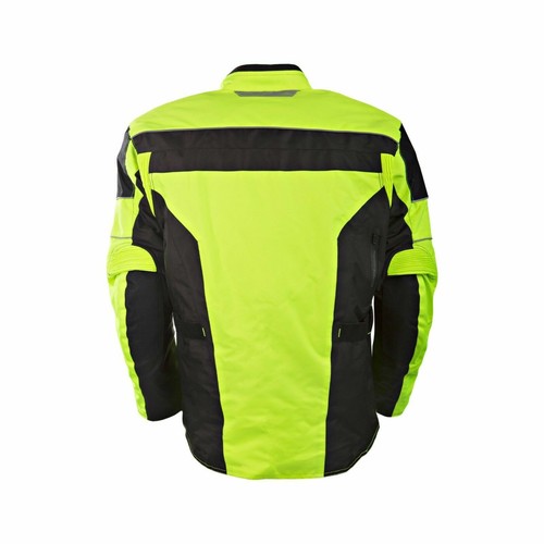 Motorbike Jacket Hi Vis Black Waterproof Motorcycle Textile Biker CE Armoured - Picture 5 of 7