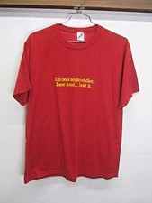 NWOT "Seafood Diet" Joke T-Shirt Red 50/50 polycotton Jerzees sz XL made in USA