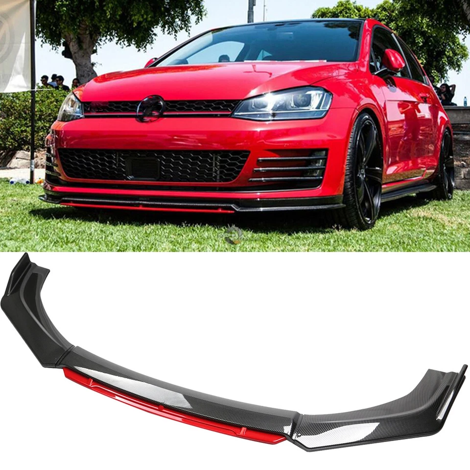 Kit de carrocería divisor alerón labial parachoques delantero fibra de carbono + rojo para Mercedes-Benz Foto 2 de 4