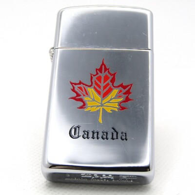 Canada Maple Leaf Engraved Niagara Falls Ontario Slim Zippo 1997