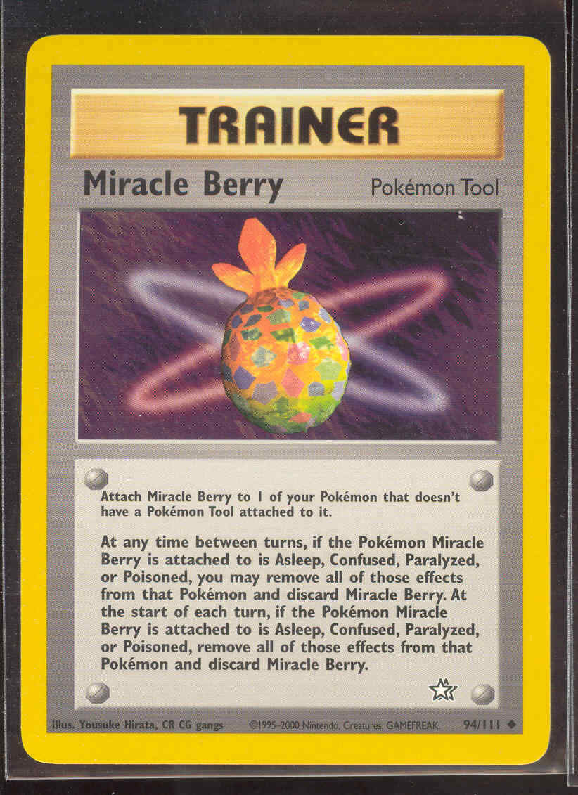 Pokemon MIRACLE BERRY 94/111 Neo Genesis - - NEAR MINT/MINT