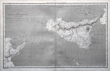 1807 DATED MAP SICILIA SICILY ROMAN PROVINCE TUSCUM VULCANIAE INSULAE