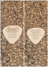 Styx 2001 Tour Brave New World Gold On White Tommy Shaw Band Guitar Pick Pic