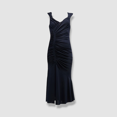 $398 Cinq à Sept Women's Blue Julieta Ruched Sweetheart A-Line Dress Size 10