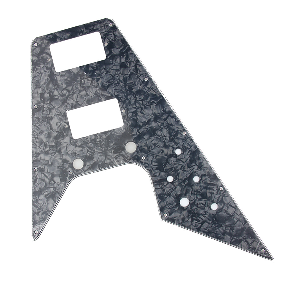1 Pcs 3 Ply HH Pickguard for Flying V Black Pearl Electric Guitar Parts