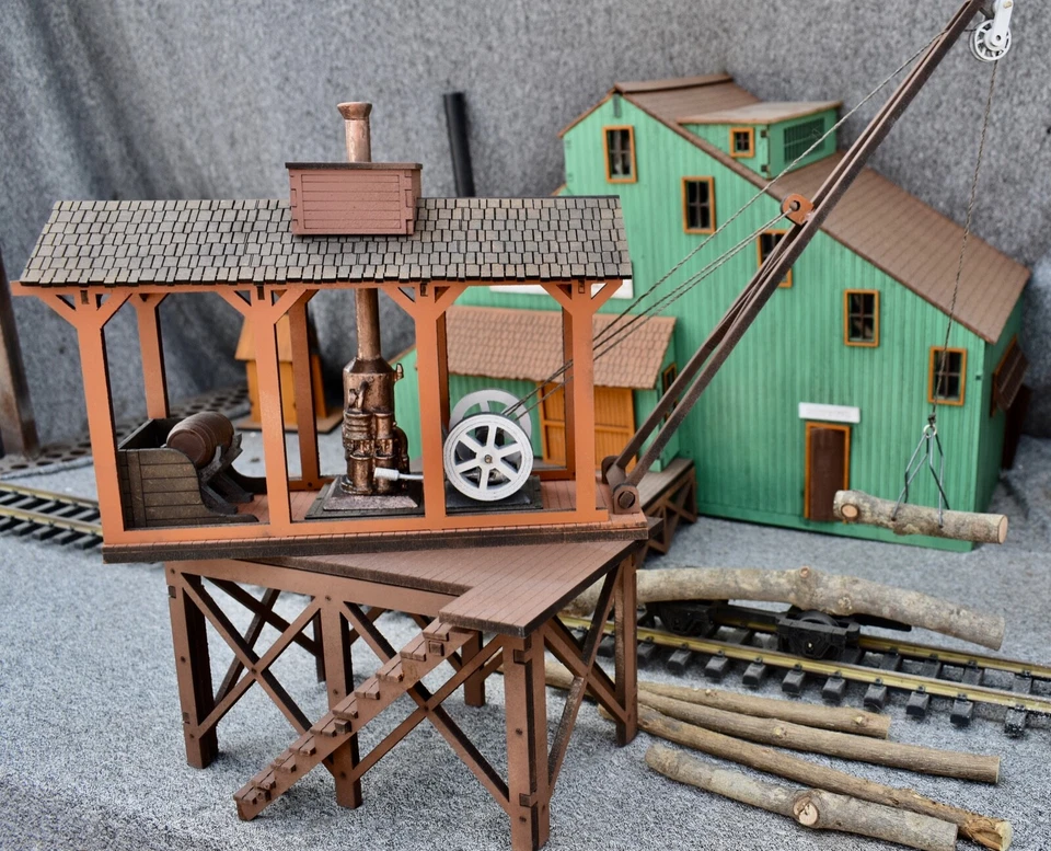 G-SCALE LUMBER MILL  MOVABLE CRANE WITH STEAM DONKEY KIT - Image 2 of 4