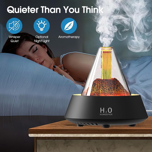 80ml Mini Humidifier Essential Oil Diffuser Aroma Diffusers Volcano Shape Black - Picture 8 of 12