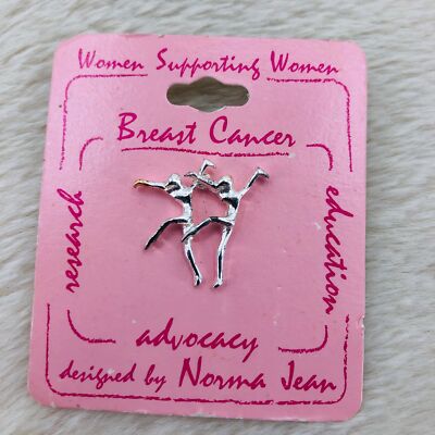 Vtg Norma Jean Designs Breast Cancer Awareness Support Silver Dancers Lapel Pin