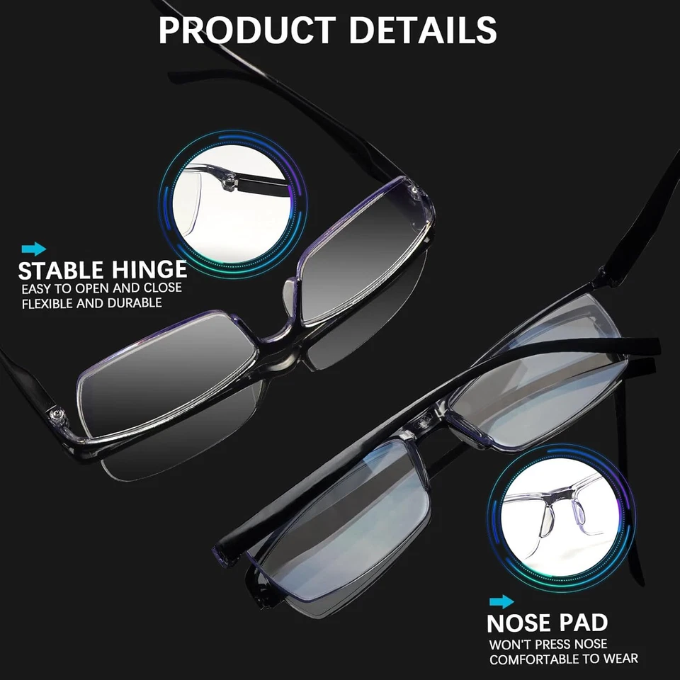 Paquete de 3 gafas de lectura para hombres con bloqueo de luz azul para lectores para hombres gafas cómodas Foto 3 de 4