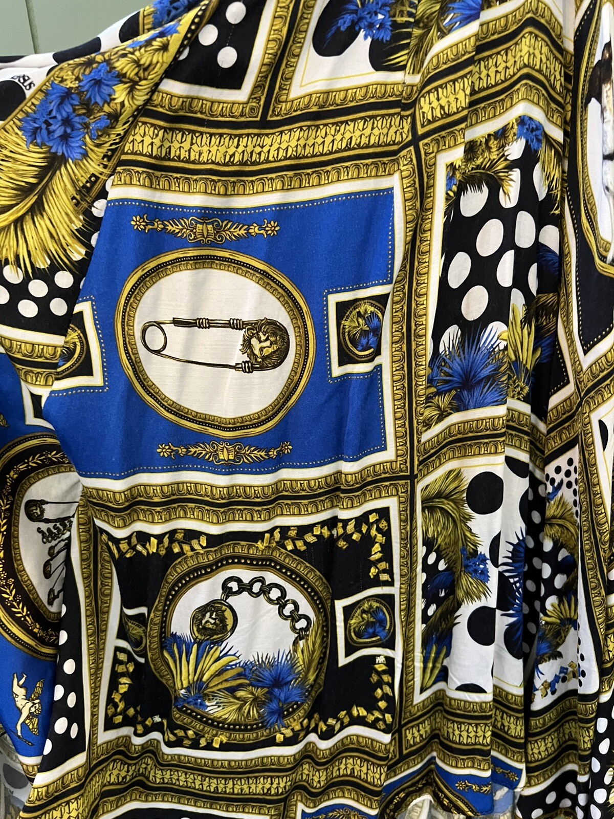 Versus Versace Logo Printed Cobalt & Gold Mini Dress RRP$1390 image 9