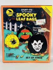 NOS Vintage Sun Hill Spooky Halloween Leaf Bags Stuff-Its Vampire Spider Pumpkin