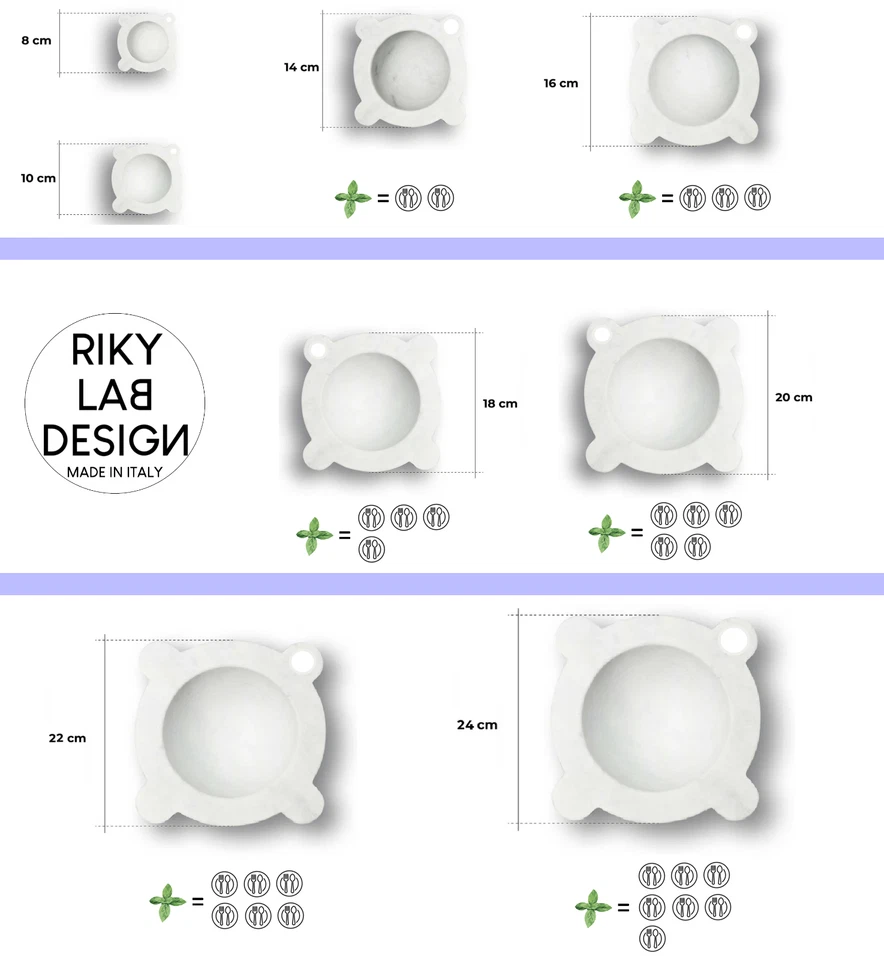 Mortaio Marmo Bianco di Carrara diametro 20 cm con pestello in legno di Faggio - Immagine 4 di 4