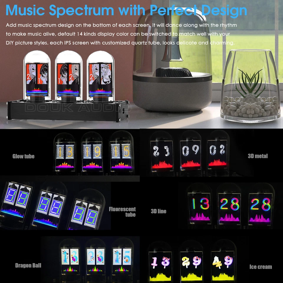 [Upgraded] Modern IPS Nixie Tube Clock Large Display Sound Level Meter DIY Gifts - Image 4 of 4