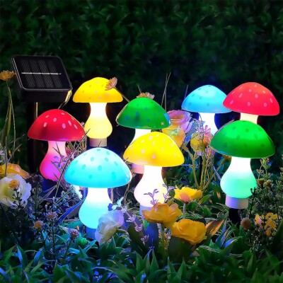8Pcs LED Solar Mushroom Lights Outdoor Garden Decor Waterproof Fairy Light Lamp