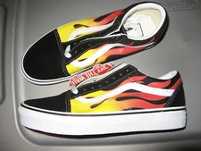 Vans Old Skool Mens Skate Skateboard Shoes Black Flames 7