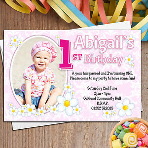 Personalised 1st Birthday Invitations First Party Invites Photo Boy Girl