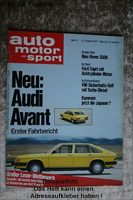 AMS Auto Motor Sport 17/77 Rover 3500 Ford Capri Mako V8 Audi 100 Avant
