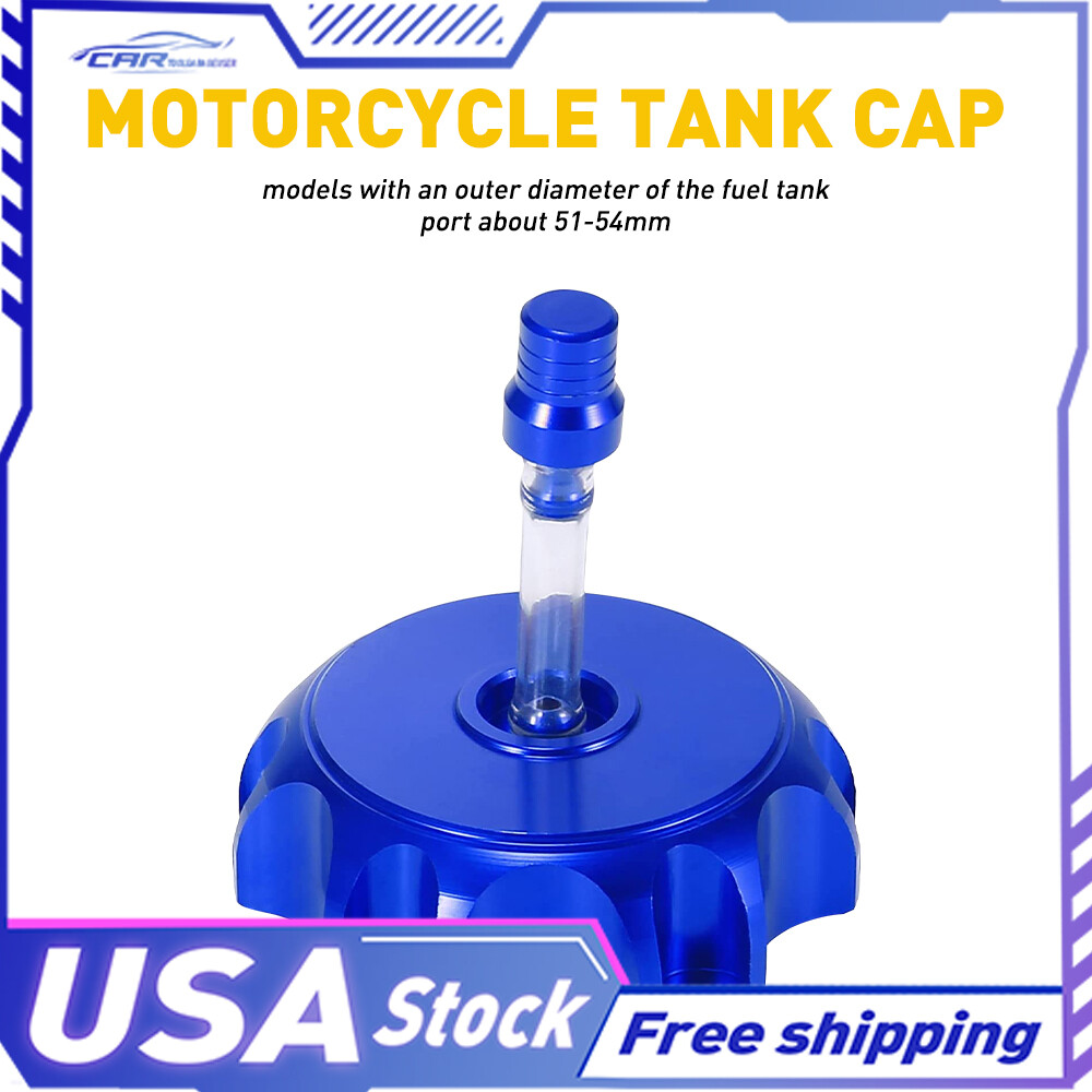 51 MM Bike Blue Aluminum Alloy Motorcycle Gas Cap Gas Fuel Gas Tank Cap Lid Dirt