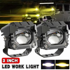 Pair 3inch Led Work Lights Car Offroad Driving Spot Flood Fog Light 160w Yellow