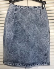 VTG 80 s Denim Skirt Size 5 Short Above The Knee Made In USA Acid Wash Juniors