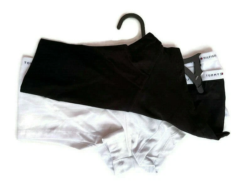 TOMMY HILFIGER MUJER NIÑO CORTO SEXY ROPA INTERIOR BRAGAS LOTE DE 2 NEGRO BLANCO Foto 2 de 4