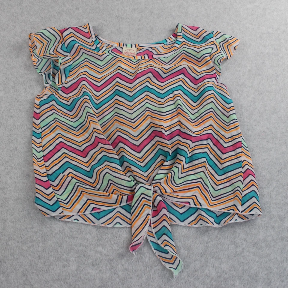 Regata feminina Faded Glory e capa transparente tamanho G (10-12) laranja multi Chevron - Imagem 3 de 4