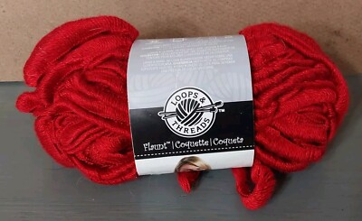 Loops & Threads Flaunt Coquette Ribbon Yarn 1 Skein 27 Yards 1.75oz Bright Red