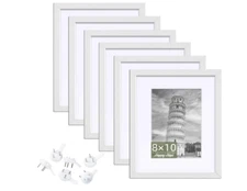 Happyhapi 8X10 Picture Frame Set of 6, 8X10 White Picture Frame Display Pictures