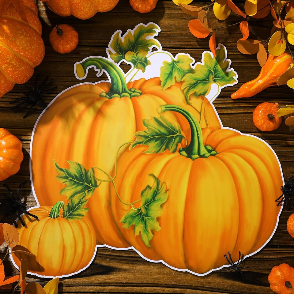 2 Pcs Jumbo Pumpkin Cutouts Harvest Party Wall Decoration Fall Pumpkin