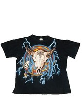 Vintage 90s USA American Thunder Native Logo T Shirt Single Stitch SZ XL Tee