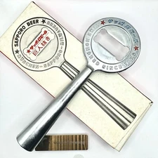 Vintage Metal Sapporo Beer Big Bottle Opener 7.5in  Japan Munchen-Milwaukee  OPP