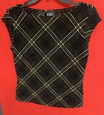 Women’s J.T.B. Sleeveless Glitter Top- Size L- Brown Plaid- USA Made