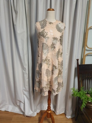 Seqin Embroidered Sparkly Pale Pink Floral Dorothy Perkins Dress Size 12 - Picture 7 of 14