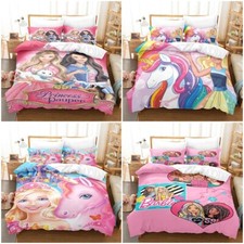Barbie Princess Unicorn Doona Duvet Cover Bedding Set  Single Double Queen