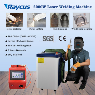 Raycus 2000W Handheld Welder Fiber Laser Welding Cleaning Cutting Machine EU
