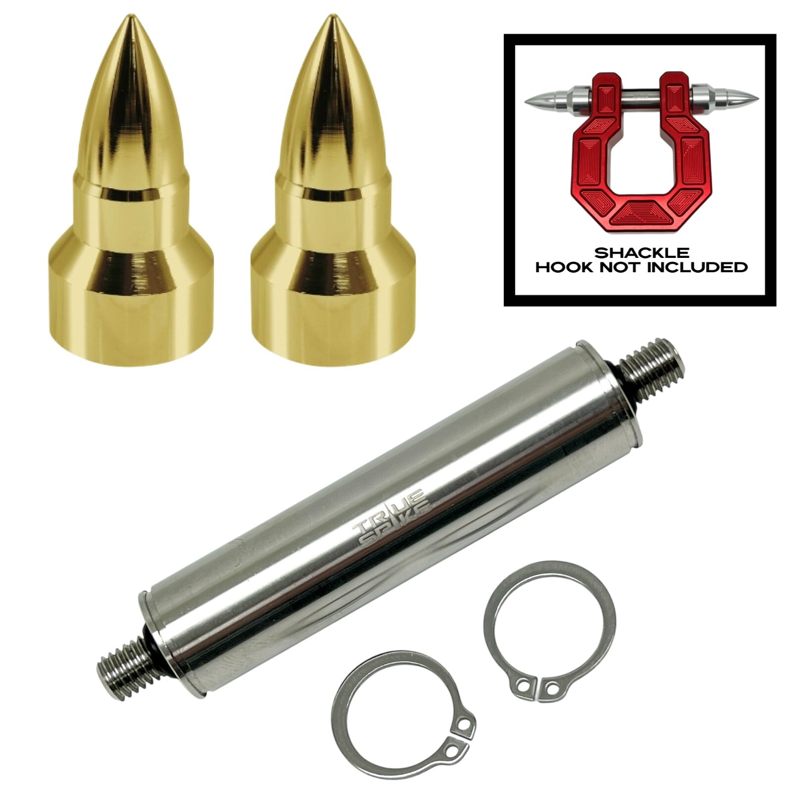 50 Cal Gold Bullet True Spike Bumper Shackle D Ring 3/4in Tow Hook