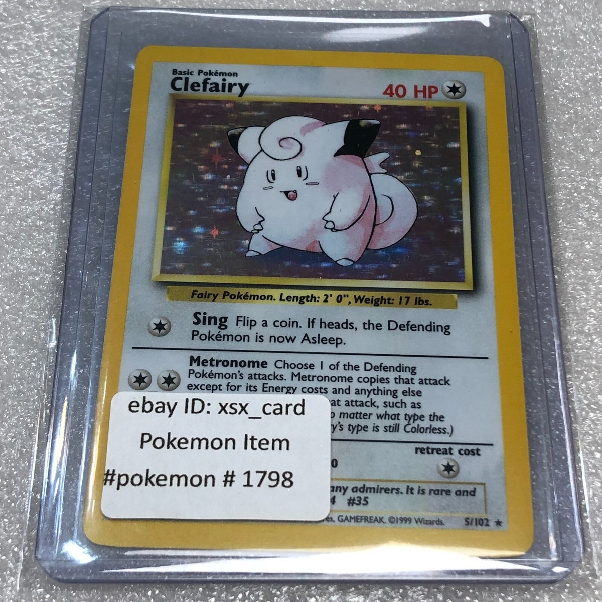 Pokemon Card - Clefairy 5/102 - Base Set - @RARE@ PTCG - Near Mint